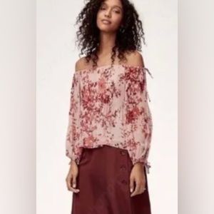 Aritzia Floral Off the Shoulder Blouse